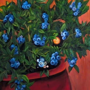 Big Blue blueberry planets painting
