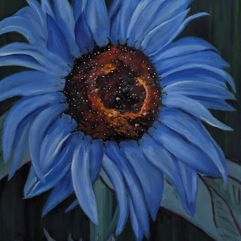 Multitudes blue sunflower nebula painting
